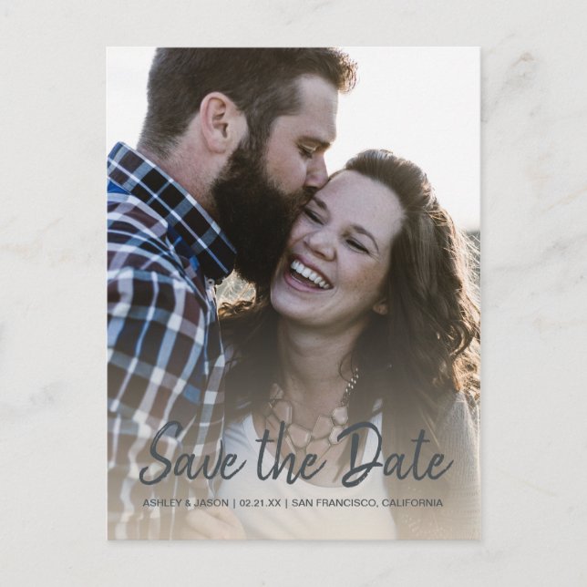Elegant Script Save the Date Engagement Photo Announcement Postcard (Front)