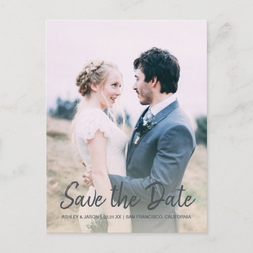 Elegant Script Save the Date Engagement Photo Announcement Postcard