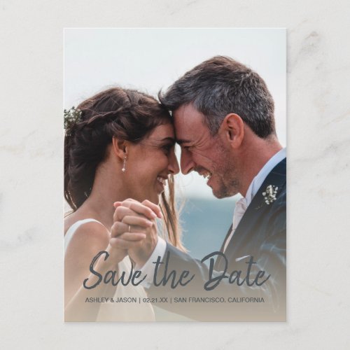 Elegant Script Save the Date Engagement Photo Announcement Postcard