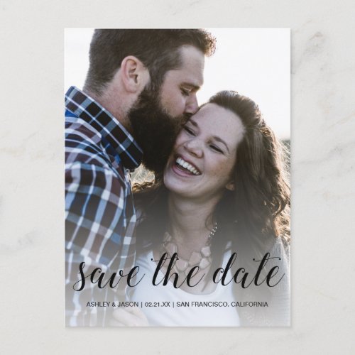 Elegant Script Save the Date Engagement Photo Announcement Postcard