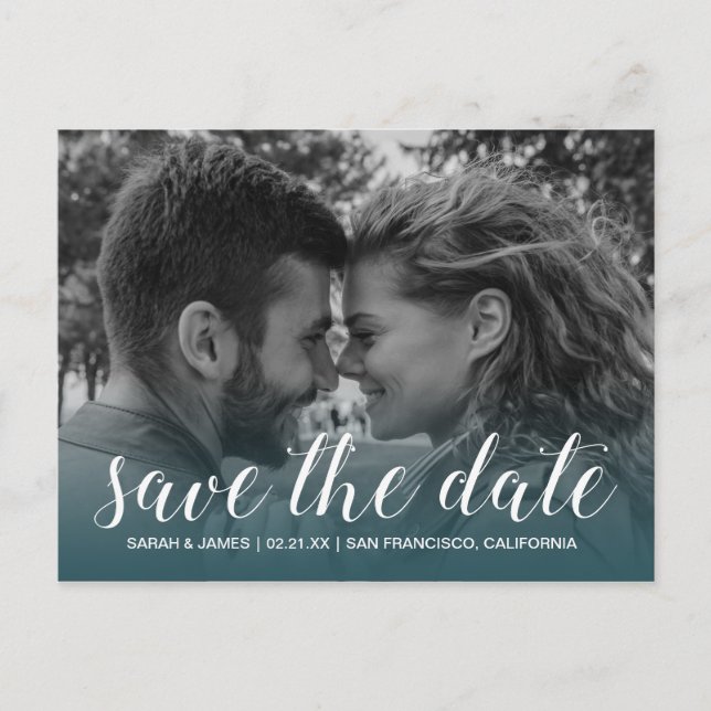 Elegant Script Save the Date Engagement Photo Announcement Postcard (Front)
