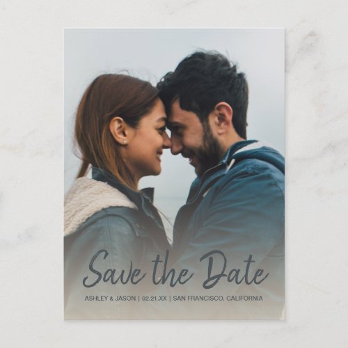 Elegant Script Save the Date Engagement Photo Announcement Postcard