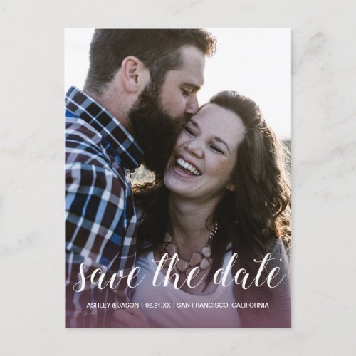 Elegant Script Save the Date Engagement Photo Announcement Postcard