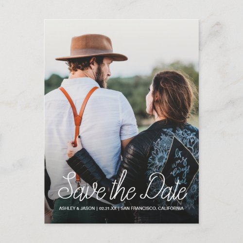 Elegant Script Save the Date Engagement Photo Announcement Postcard