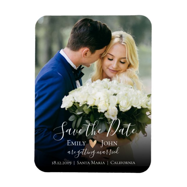 Elegant Script Save The Date Flexible Photo Magnet (Vertical)