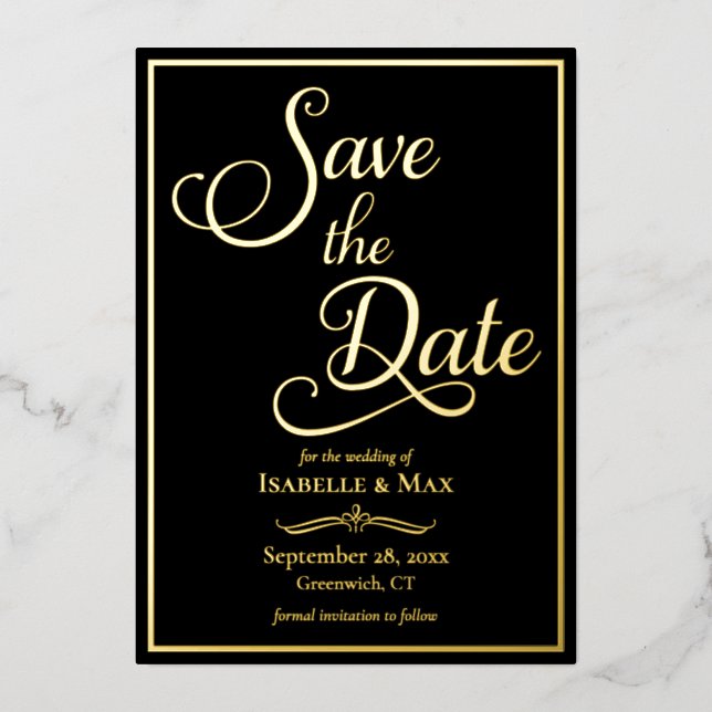 Elegant Script Save the Date Foil Invitation (Front)