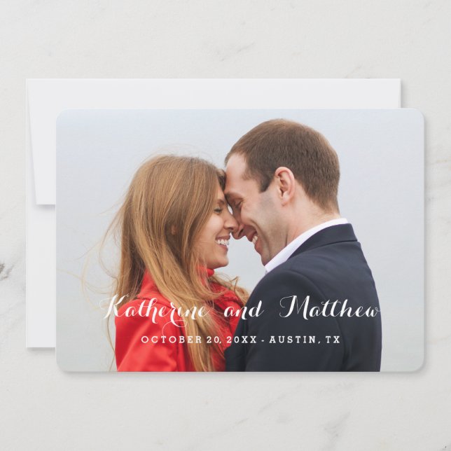 Elegant Script | Save the Date Photo Card (Front)