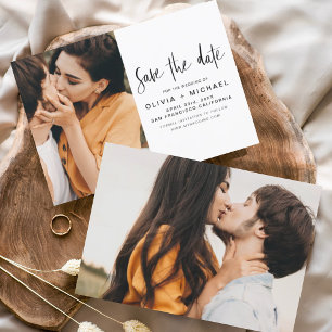 Elegant Script Save the Date Photo Minimalist