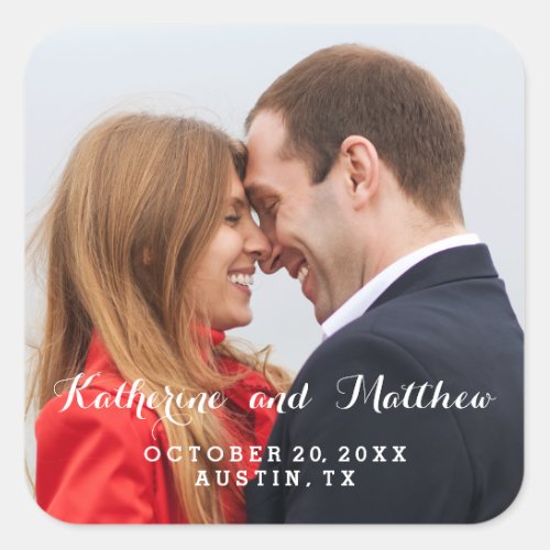 Elegant Script  Save the Date Photo Sticker