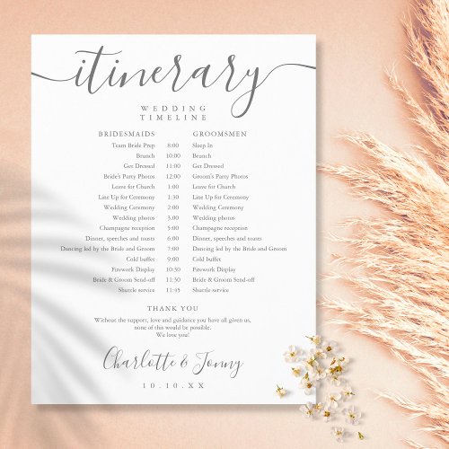 Elegant Script Schedule Wedding Itinerary Timeline