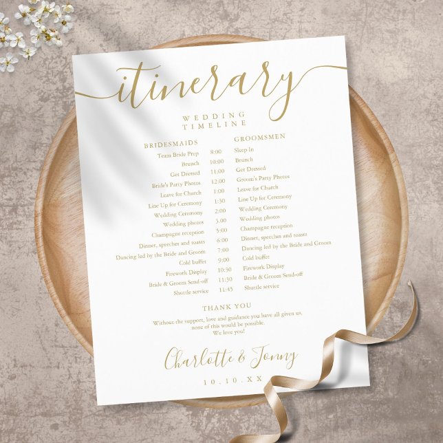 Elegant Script Schedule Wedding Itinerary Timeline (Creator Uploaded)