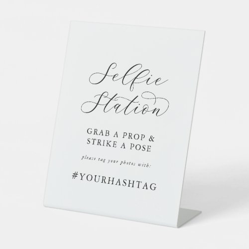 Elegant Script Selfie Station Wedding Hashtag Sign
