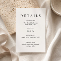 Elegant Script + Serif Wedding Details Card 