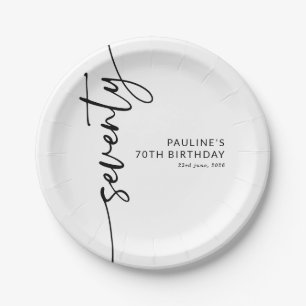 Elegant Script Seventy 70th Birthday Paper Plates