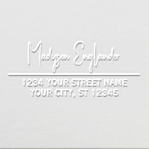 Elegant Script Signature #26 Name Return Address Embosser