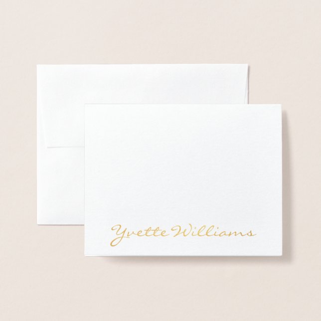 Elegant Script Signature Business Logo Real Gold Foil Card (Front With Envelope)