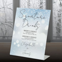 Elegant Script Signature Drinks Winter Snowflakes