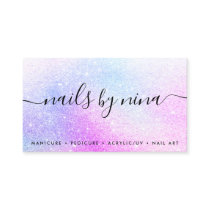 Elegant script signature holographic pink glitter business card Elegant script signature holographic pink glitter business card