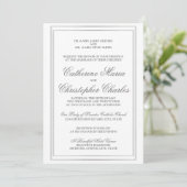 Elegant Script Silver Border Wedding Invite | Zazzle