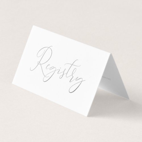 Elegant Script Silver Foil Gift Registry Card