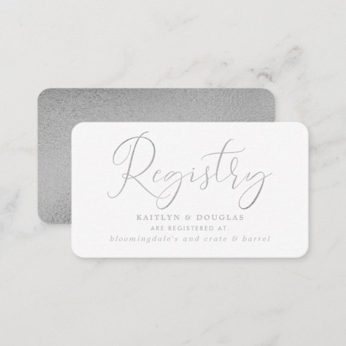 Elegant Script Silver Foil Gift Registry Enclosure Card