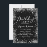 Elegant Script Silver Glitter Black 18th Birthday  Invitation<br><div class="desc">Glam Elegant Silver Glitter and Black 18th Birthday Invitation. Celebrate in style with a modern chic silver glitter frame,  handwritten calligraphy on black background. Perfect for milestone birthdays and fully customizable for any age. Matching items available on request!</div>