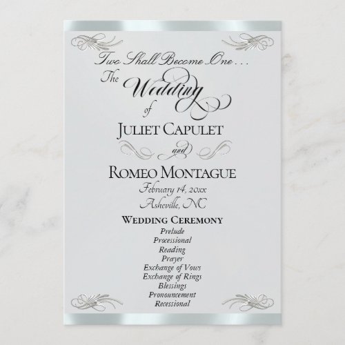 Elegant Script - Silver Pearl/Silver Wedding Program