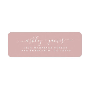 Elegant Script Silver Pink Wedding Return Address Label