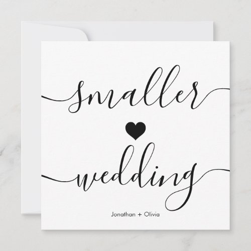 Elegant Script Simple Downsizing Smaller Wedding Announcement