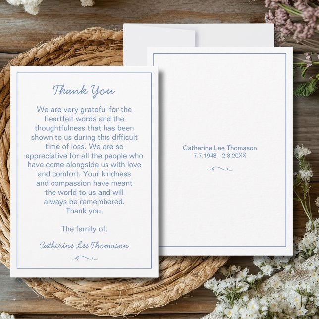 Elegant Script Simple Funeral Flat Thank You Card (Elegant Script Simple Funeral Flat Thank You Card
)