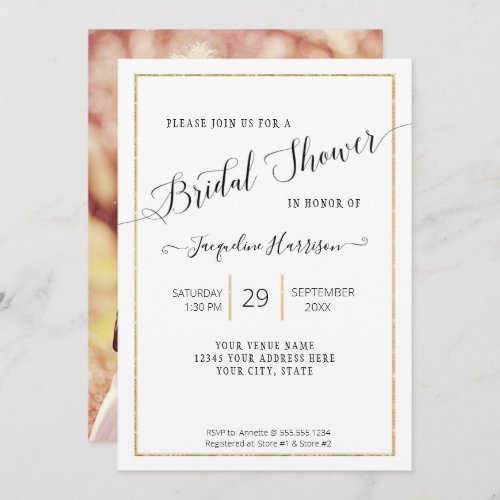 Elegant  Script Simple Gold Minimal Bridal Shower Invitation