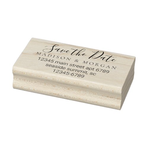 Elegant Script Simple Modern Chic Save The Date Rubber Stamp