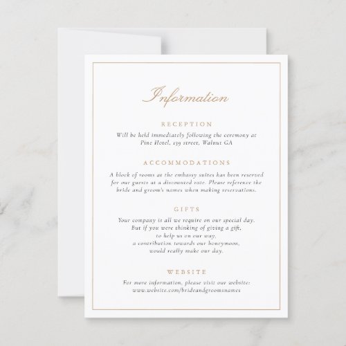 Elegant Script Simple Modern Wedding Information Invitation