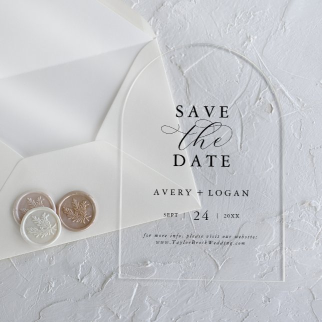 Elegant Script Simple Modern Wedding Save the Date (Elegant Script Simple Modern Wedding Save the Date Acrylic Invitations)
