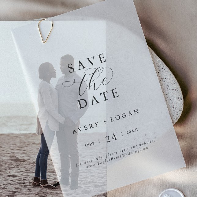 Elegant Script Simple Modern Wedding Save the Date Vellum Invitations (Elegant Script Simple Modern Wedding Save the Date Vellum Invitations)