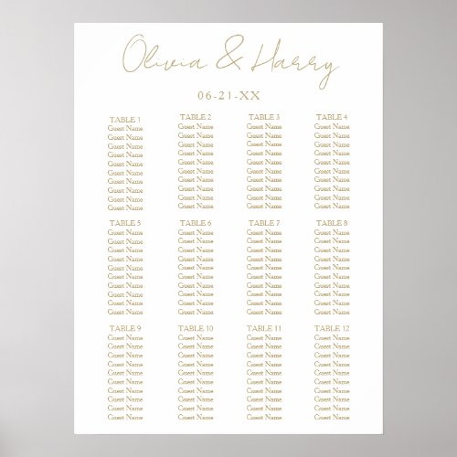 Elegant Script Simple Modern Wedding Seating Chart
