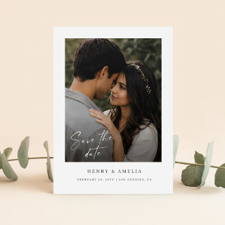 Elegant Script Simple Photo Wedding Save The Date