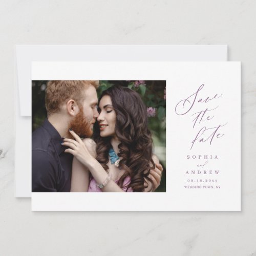 Elegant Script simple photo wedding save the date