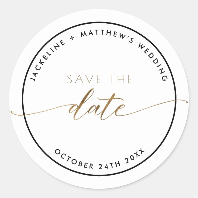 Elegant Script, Simple Save the Date Envelope Seal (Front)