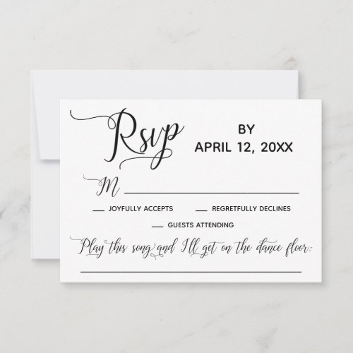 Elegant Script Simple Song Request Wedding RSVP