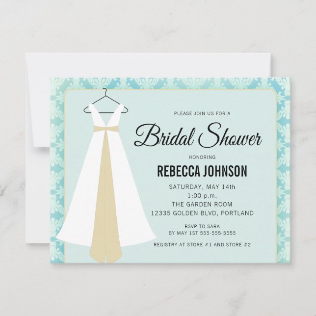 Elegant Script Simple Teal Bridal Shower Invite (Front)