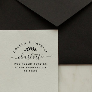 Elegant Script Simple Two Names Return Address Rubber Stamp
