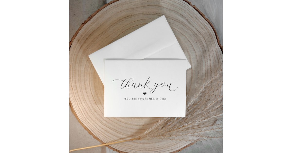 Elegant Script Simple Wedding Bridal Shower Flat Thank You Card | Zazzle