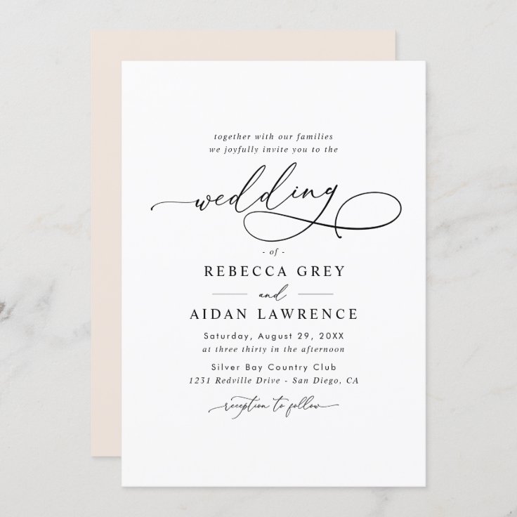 Elegant Script Simple Wedding Invitation 