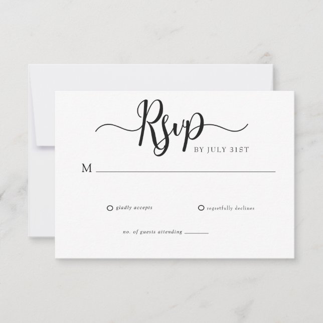 Elegant Script Simple Wedding RSVP Card (Front)
