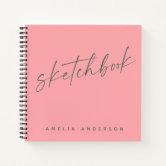 Personalized Pink Glitter Artist Sketchbook Notebook