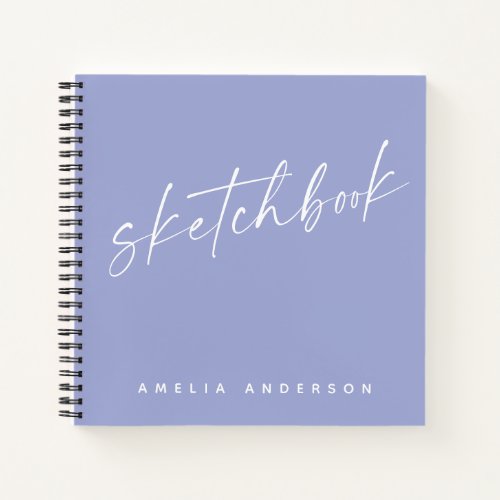 Elegant Script Sketchbook Personalized Name Purple Notebook