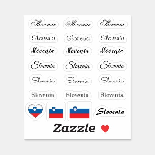 Elegant script Slovenia  Slovenian Flag name Set Sticker