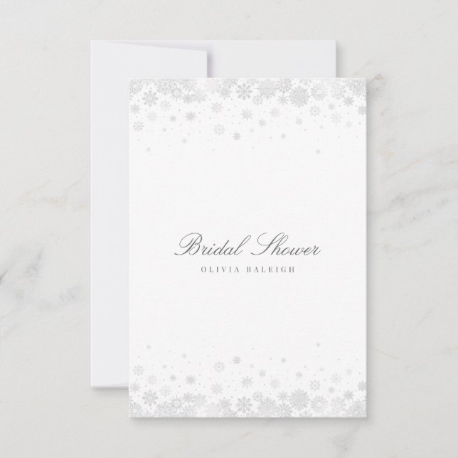 Elegant Script Snowflakes Bridal Shower Invitation (Front)