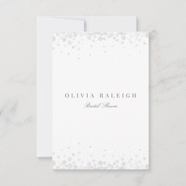 Elegant Script Snowflakes Bridal Shower Invitation (Front)